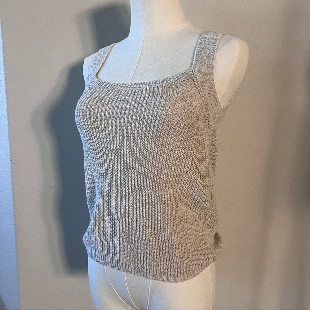 MaxMara Cream Knit Linen Tank Top